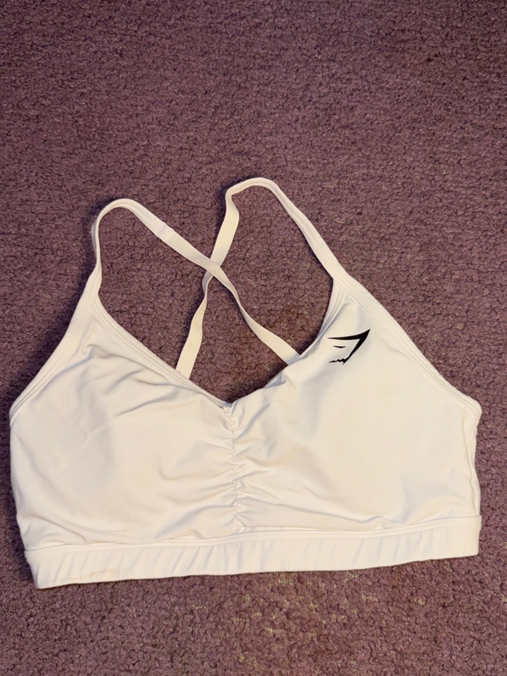 Gymshark White & Light Grey Cross-Back Seamless Sports Bra With Padding